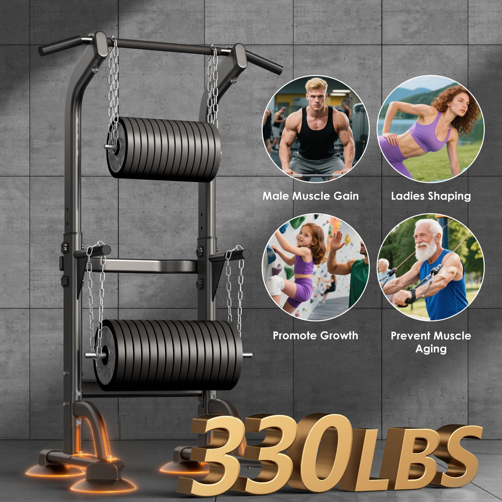 SogesPower Power Tower Dip Station Pull Up Bar for Home Gym Adjustable Height Strength Training Workout Equipment,Pull Up Bar Station