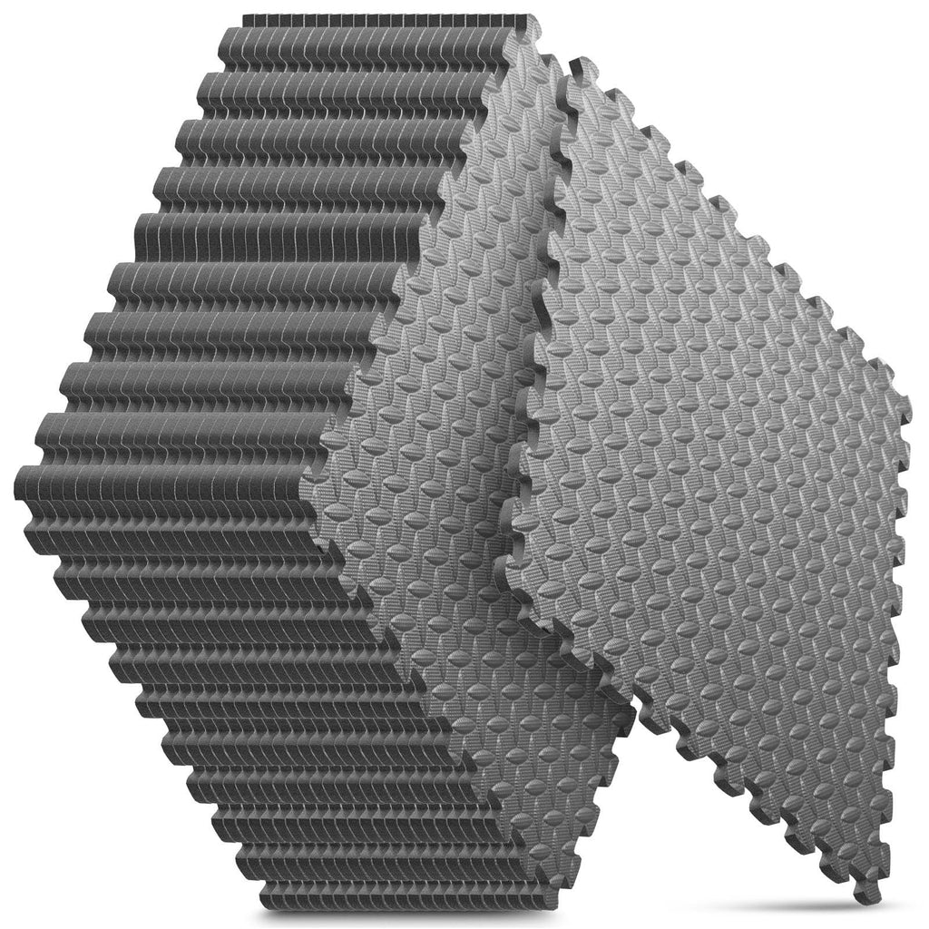 Home Gym Mat, Puzzle Exercise Mat, EVA Interlocking Foam Floor Tiles for Home Workout Equipment and Kids' Play Areas - Grey, 24 in x 24 in x ½ in - 12 Tiles (Grey, 12 Pack, 48 SQ FT)