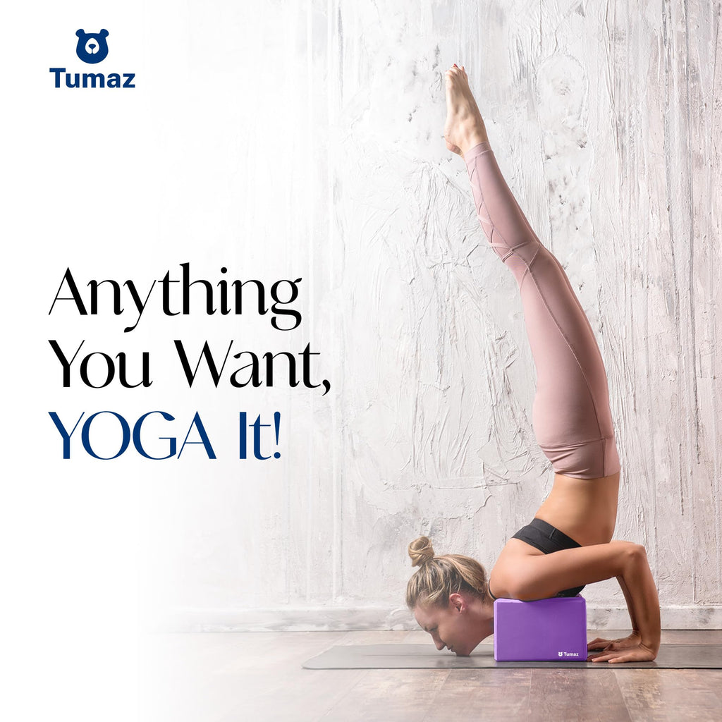 Tumaz Non-Slip Yoga Blocks 2-Pack - High Density/Lightweight EVA Foam & Natural Cork for Stability, Premium Set with E-Book Included