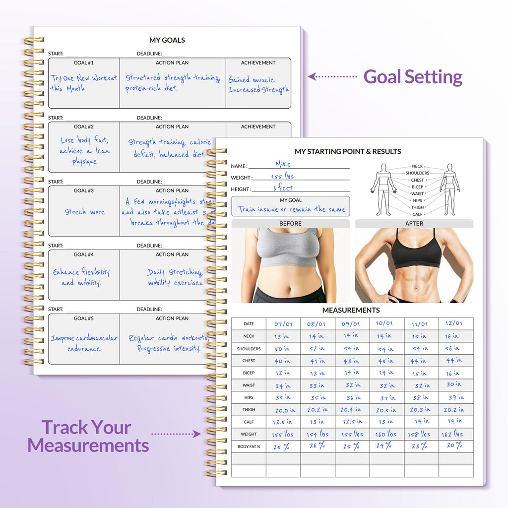 Fitness Journal Workout Planner for Women & Men, A5 (6.4" x 8.3") Workout Journal Log Book Planner Gift for Track Gym Essentials, Home Workouts, Track Progress, Achieve Wellness Goals, Pink