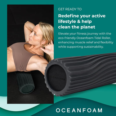 Oceanfoam Tidal Roller - Natural - Muscle Massage Foam Roller for Back Pain & Stretching - Firm and Ergonomic Wide Wave Textured - Yoga, Athletics, & Wellness - Full Size, 20" x 5"