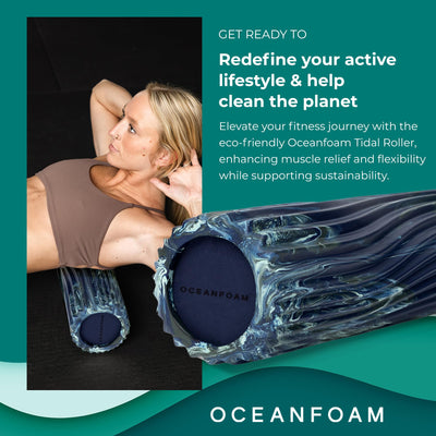 Oceanfoam Tidal Roller - Natural - Muscle Massage Foam Roller for Back Pain & Stretching - Firm and Ergonomic Wide Wave Textured - Yoga, Athletics, & Wellness - Full Size, 20" x 5"
