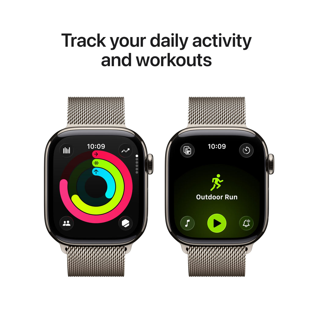 Apple Watch Series 11 [GPS + Cellular 46mm] Smartwatch with Natural Titanium Case with Stone Gray Sport Band - M/L. Sleep Score, Fitness Tracker, Health Monitoring, Always-On Display, Water Resistant