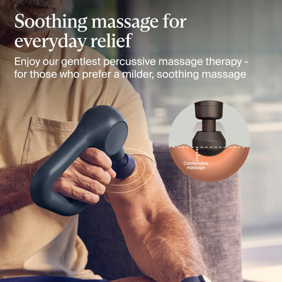 TheraGun Therabody Relief Handheld Percussion Massage Gun - Easy-to-Use, Comfortable & Light Personal Massager for Every Day Pain Relief Massage Therapy in Neck, Back, Leg, Shoulder and Body (Navy)