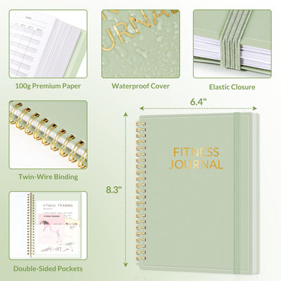 Fitness Journal Workout Planner for Women & Men, A5 (6.4" x 8.3") Workout Journal Log Book Planner Gift for Track Gym Essentials, Home Workouts, Track Progress, Achieve Wellness Goals, Pink