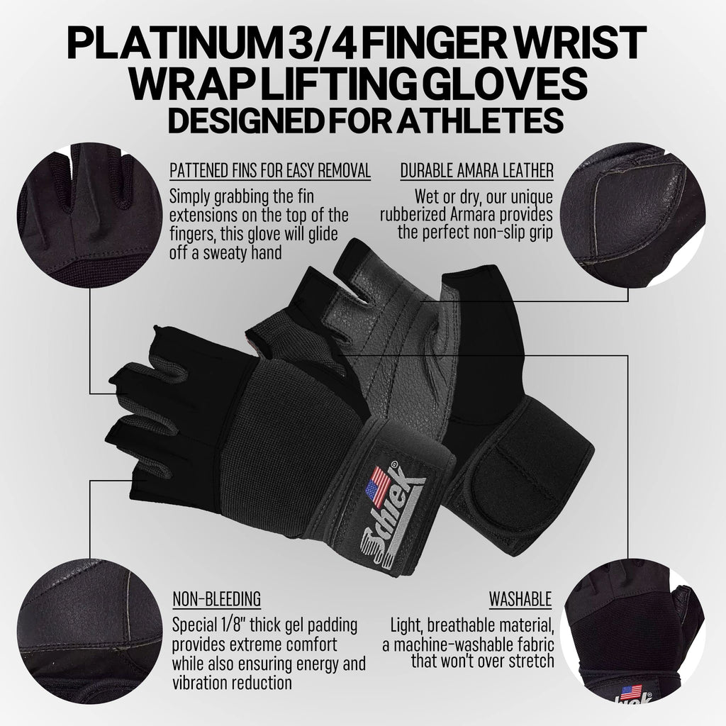 Schiek 540 Platinum Lifting Gloves - One Year Warranty!
