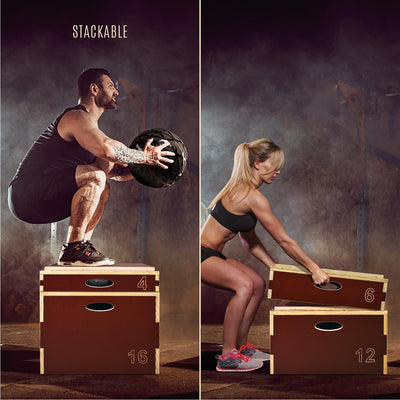 Yes4All 3 In 1 Wooden Plyo Box, Plyometric Box Platform For Jump Training, Jump Boxes For Home Gym Exercise And Outdoor Workout