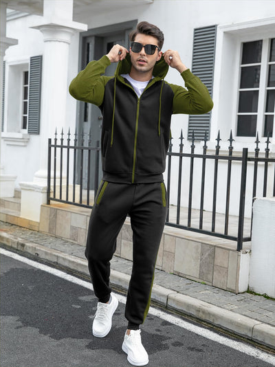 Men's Tracksuit 2 Pieces Set Zip Up Hoodie Sweatsuits Athletic Jogging Suit Set Casual Outfit with Pockets