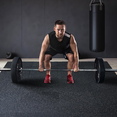 VEVOR 0.56Inch 48sq.ft 12 Tiles Gym Flooring for Home Gym, Rubber Top with High Density EVA Foam, 25 x 25In Gym Floor Exercise Equipment Mats, Interlocking Gym Mats, Puzzle Workout Mats, Black & Gray