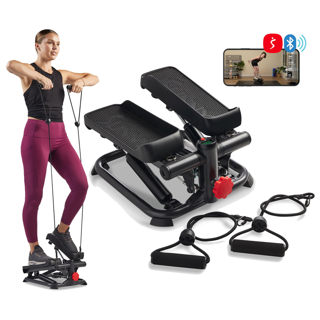 Sunny Health & Fitness Mini Steppers for Exercise at Home, Stair Step Workout Machine, Full Body Cardio Equipment, with Optional Free SunnyFit App Connection and Resistance Band