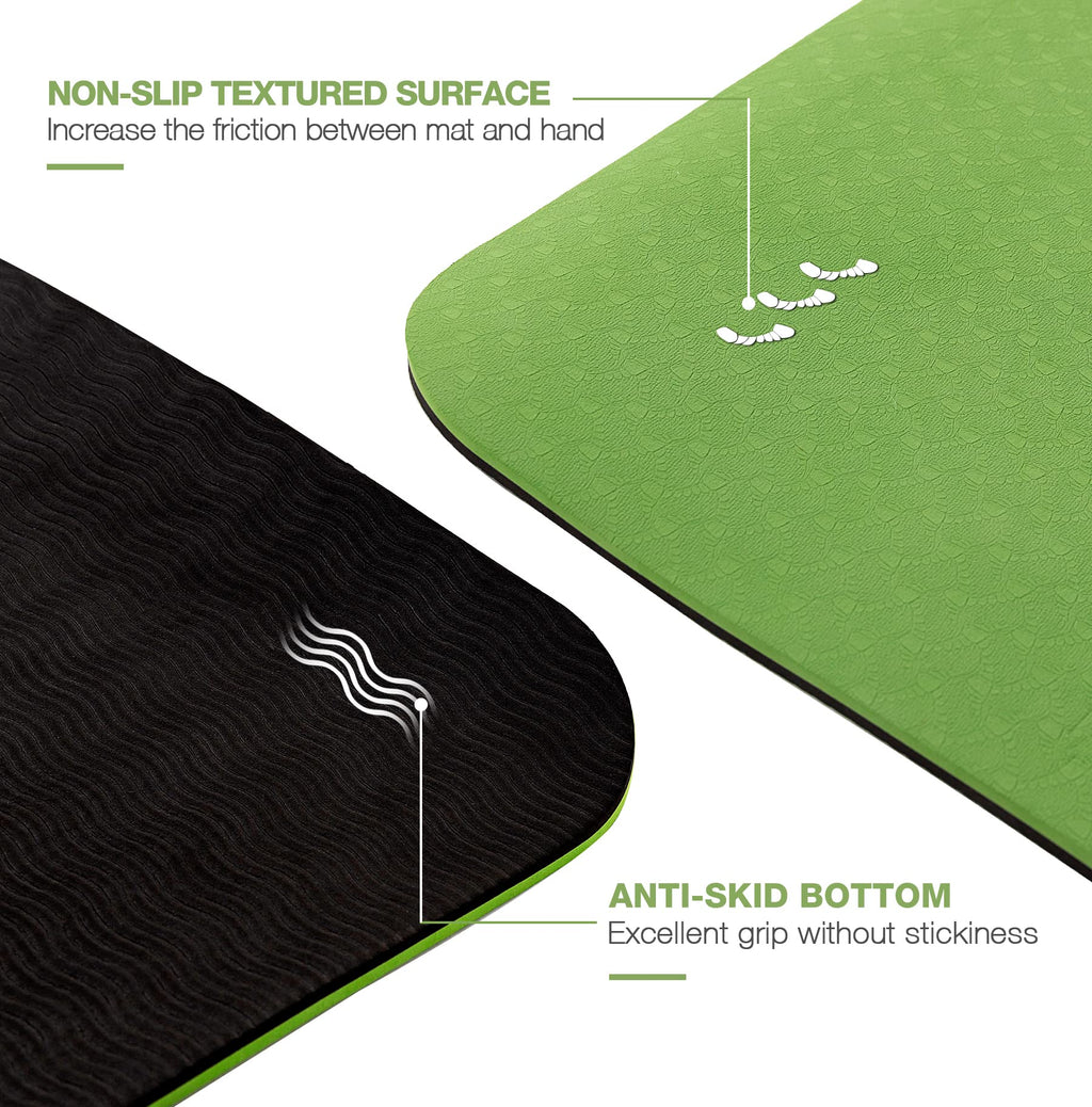 Yoga Mat Non Slip, Pilates Fitness Mats, Eco Friendly, Anti-Tear 1/4" Thick Yoga Mats for Women, Exercise Mats for Home Workout with Carrying Sling and Storage Bag