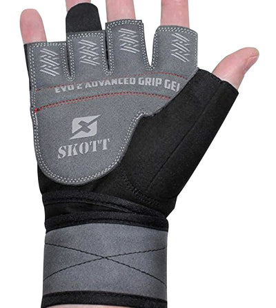 skott Evo 2 Weightlifting Gloves with Integrated Wrist Wrap Support-Double Stitching for Extra Durability-Get Ripped with The Best Body Building Fitness and Exercise Accessories