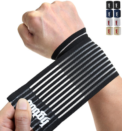 Compression Wrist Bands (2 PCS), High-Elastic Straps Wrist Wraps Wrist Brace for Sports Weightlifting Tennis Basketball Tendonitis Carpal Tunnel Arthritis - Breathable Fabric (Black)