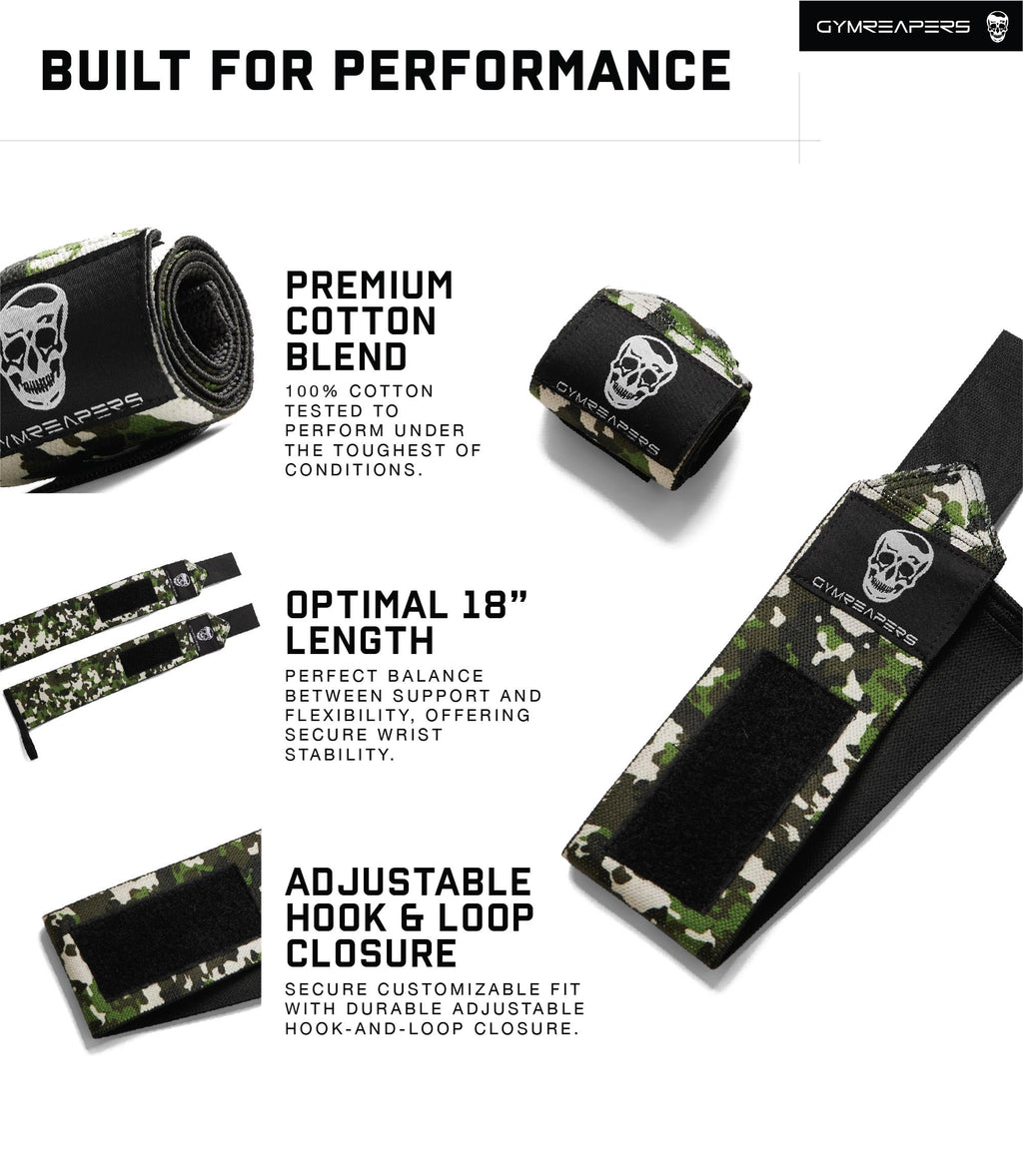 Gymreapers Weightlifting Wrist Wraps (IPF Approved) 18" Professional Quality Wrist Support with Heavy Duty Thumb Loop - Best Wrap for Powerlifting Competition, Strength Training, Bodybuilding