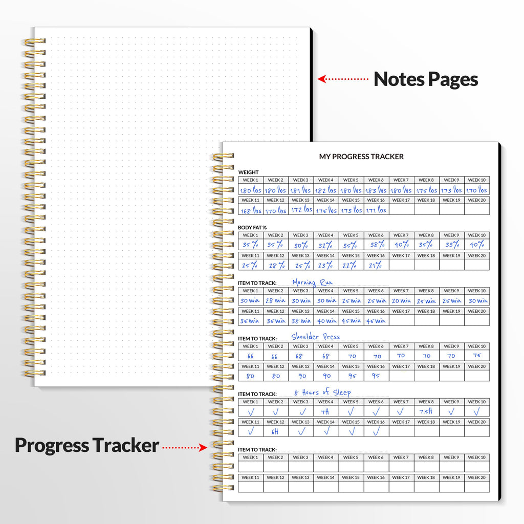 Fitness Journal Workout Planner for Women & Men, A5 (6.4" x 8.3") Workout Journal Log Book Planner Gift for Track Gym Essentials, Home Workouts, Track Progress, Achieve Wellness Goals, Pink