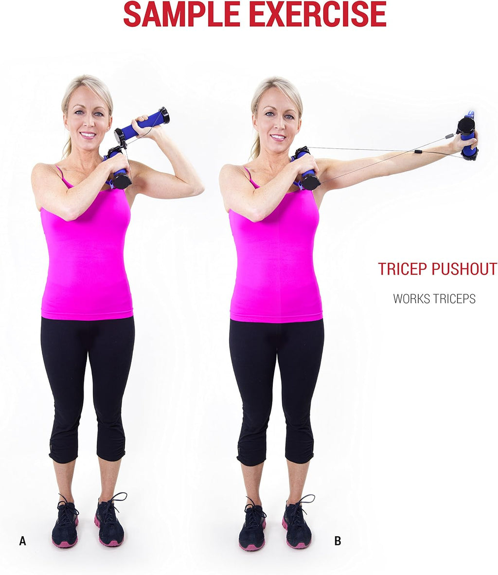 Gwee Gym - Resistance Bands Exercise Kit, LITE, Blue Exercise Bands, Build Lean Muscle with Workout Bands, Easily Portable, Includes an Accessory Kit, DVD, Travel Bag & Healthy Eating e-Book