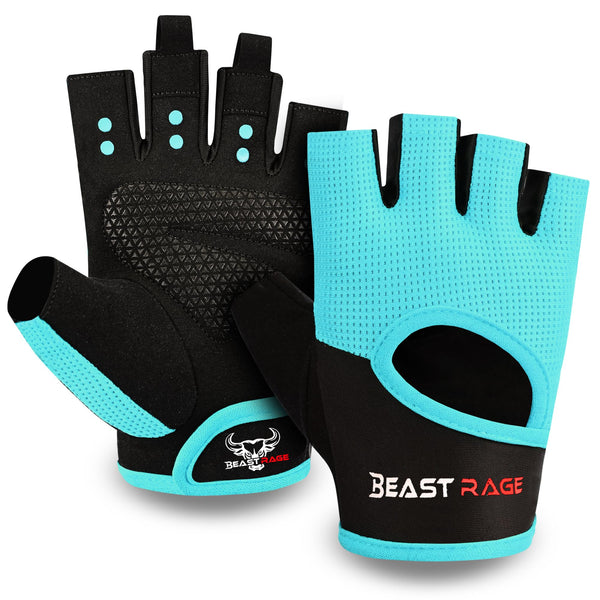 BEAST RAGE Workout Gloves for Men & Women - Fingerless Gym Gloves with Palm Protection, Breathable & Lightweight for Weightlifting, Cycling & Pull Up