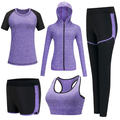 5pcs Workout Outfits for Women Athletic Sets Sport Suits Yoga Gym Fitness Exercise Clothes Jogging Tracksuits