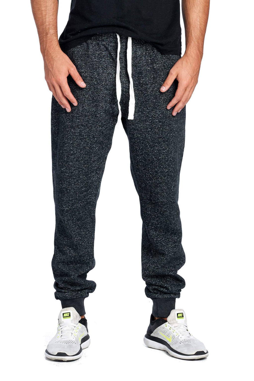 PROGO USA Men's Joggers Sweatpants Basic Fleece Marled Jogger Pant Elastic Waist