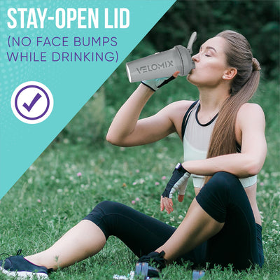 VELOMIX -4 PACK- 28 oz Protein Shaker Bottle for Protein Mixes - 4x Wire Whisk | Leak Proof Shaker Cups for Protein Shakes | Protein Shaker Bottle Pack | Protein Shake Cup (Brown)