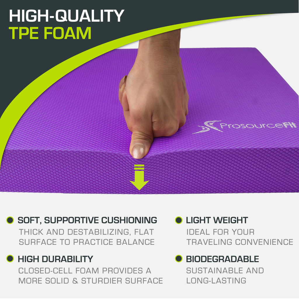 ProsourceFit Exercise Balance Pad – Large Cushioned Non-Slip Foam Mat & Knee Pad for Fitness, Stability Training, Physical Therapy, Yoga 15"x19"