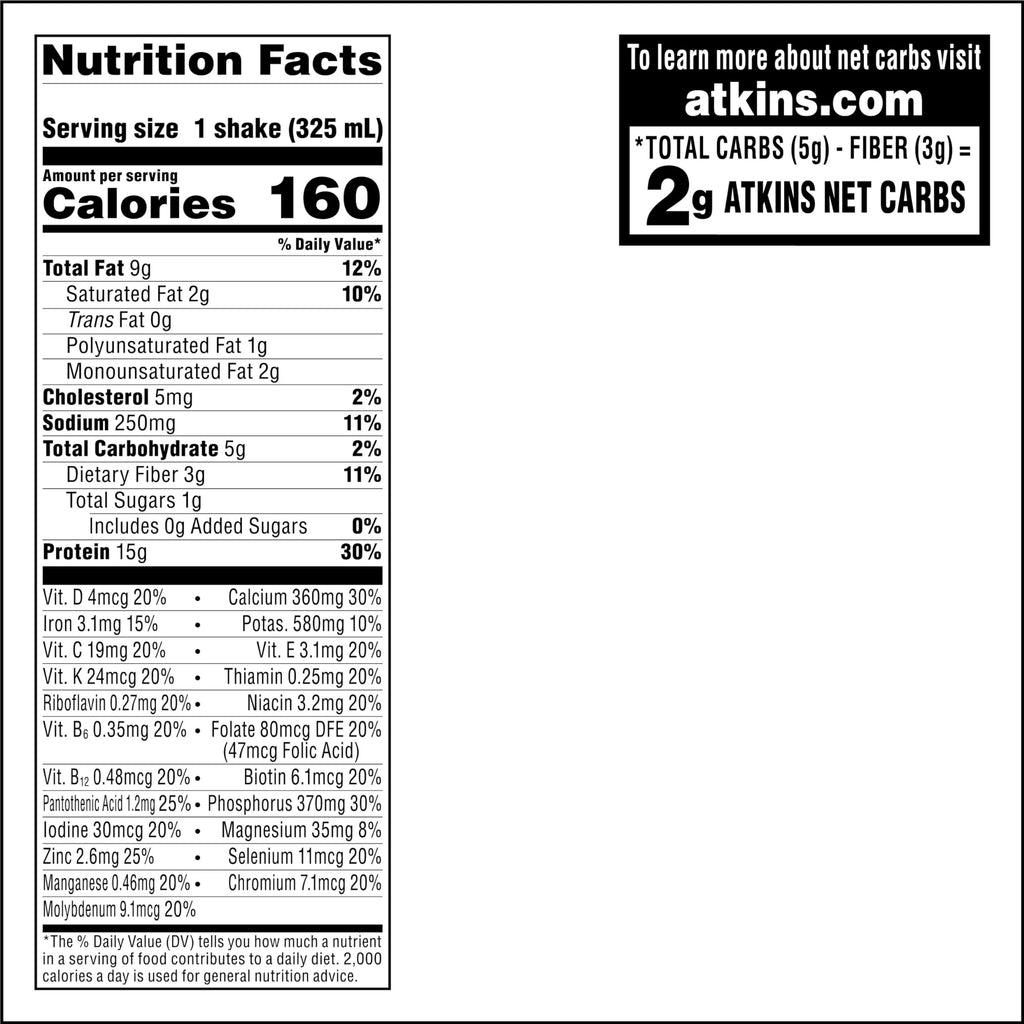 Atkins Strawberry Flavored Protein Shake, High Protein, Low Glycemic, Low Sugar and Low Carb, Keto Friendly, Gluten Free, 12 Count