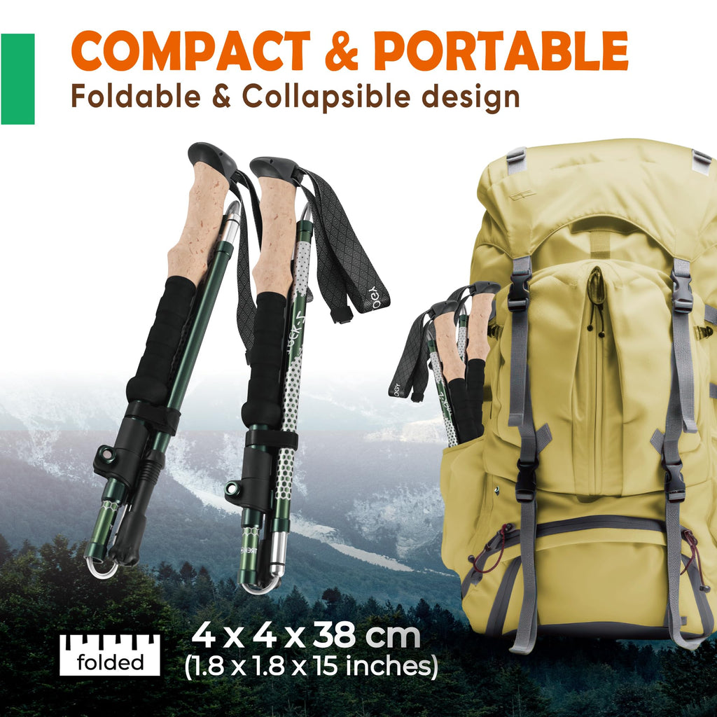 Trekology Trek-Z Collapsible Hiking & Trekking Poles - Balance Support for Seniors, Women, and Men, 2pc Per Set