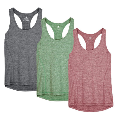 icyzone Women's Racerback Workout Athletic Running Tank Tops (Pack of 3)