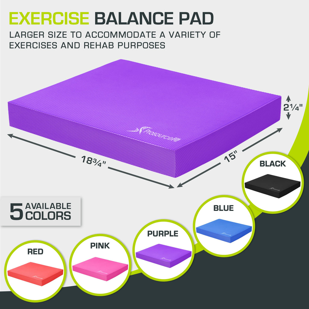 ProsourceFit Exercise Balance Pad – Large Cushioned Non-Slip Foam Mat & Knee Pad for Fitness, Stability Training, Physical Therapy, Yoga 15"x19"