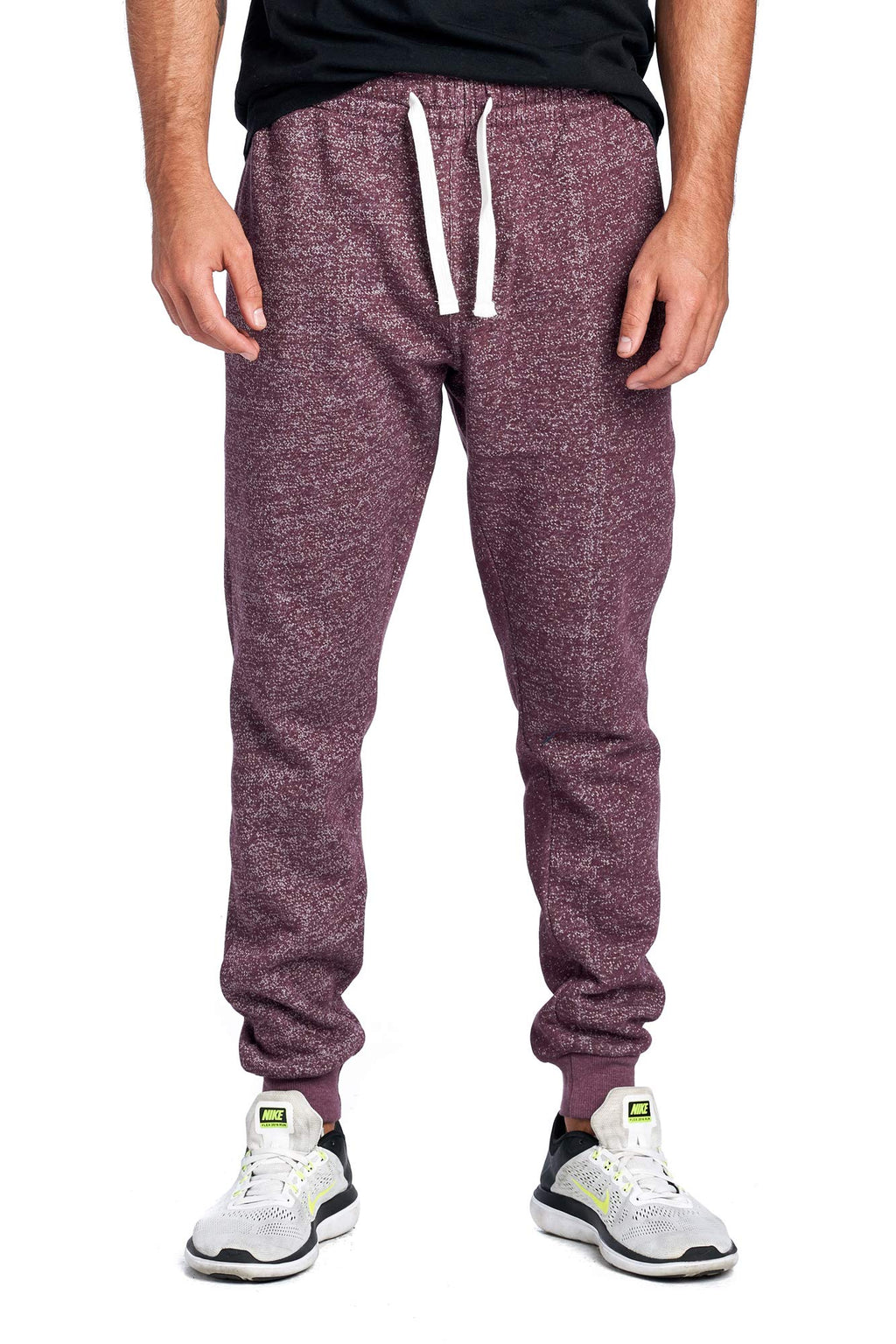 PROGO USA Men's Joggers Sweatpants Basic Fleece Marled Jogger Pant Elastic Waist