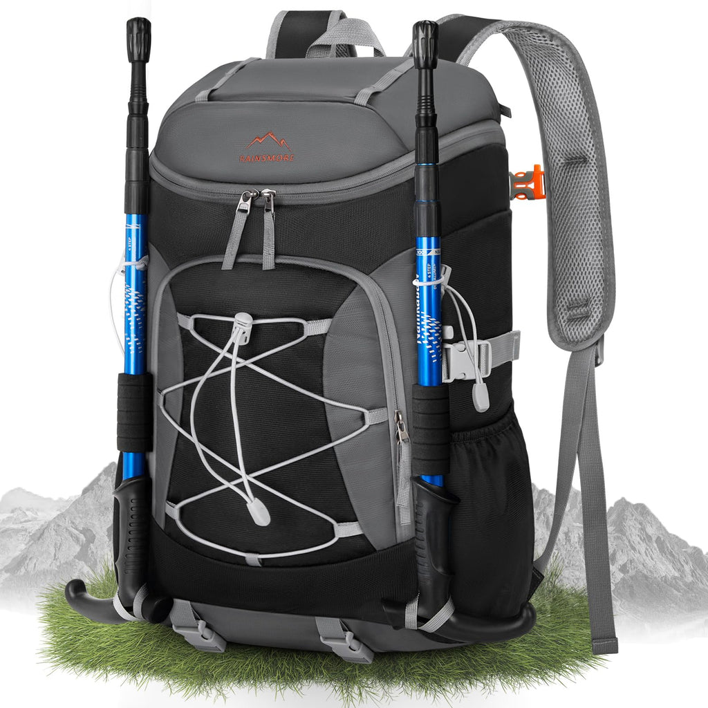 RAINSMORE Foldable Hiking Backpack for Women Men Packable Camping Backpack 40L Waterproof Hiking Daypack Bag Lightweight Collapsible Daypack for Travel Trekking Mountaineering Large Capacity Black