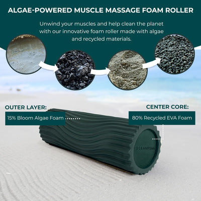 Oceanfoam Tidal Roller - Natural - Muscle Massage Foam Roller for Back Pain & Stretching - Firm and Ergonomic Wide Wave Textured - Yoga, Athletics, & Wellness - Full Size, 20" x 5"