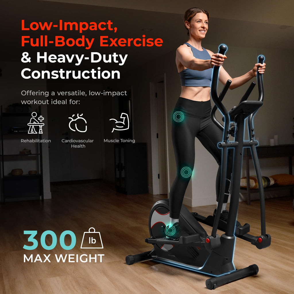Sunny Health & Fitness Smart Elliptical Full-Body Cross Training Machine w/Extended Stride, Cardio Exercise Trainer for Home, Free SunnyFit App Bluetooth Connection, Optional 12" or 16" Stride Length