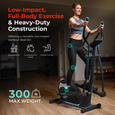 Sunny Health & Fitness Smart Elliptical Full-Body Cross Training Machine w/Extended Stride, Cardio Exercise Trainer for Home, Free SunnyFit App Bluetooth Connection, Optional 12" or 16" Stride Length