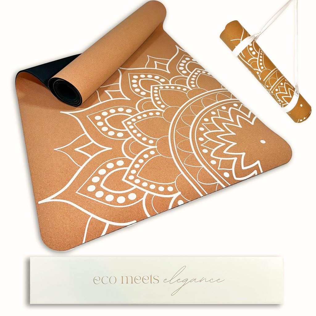 Premium Cork Yoga Mat Large 72"x26" – 5mm Thick Natural Rubber Cushioning - Non Slip Grip for Hot Yoga - Optional Alignment Lines & Elegant Yoga Bag Or Strap