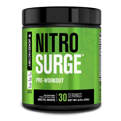 Jacked Factory NITROSURGE Pre Workout Supplement - Endless Energy, Instant Strength Gains, Clear Focus, Intense Pumps - NO Booster & Preworkout Powder with Beta Alanine - 30 Servings, Cherry Limeade