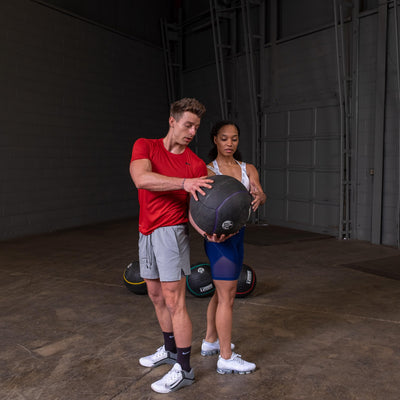 Body-Solid Heavy Rubber Medicine Ball - Non Bouncing Wall Balls for Strength Training, Weight Loss Workout, Core Exercise and Home Gym Fitness, Black