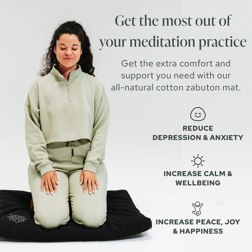 Mindful & Modern Zabuton Meditation Mat - Cotton Filled Yoga and Meditation Pad - Zabuton Meditation Cushion for Kneeling and Sitting Support - Large Rectangular Sitting Floor Pillow for Bench or Zafu