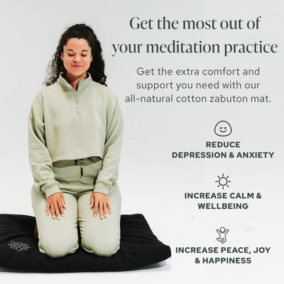 Mindful & Modern Zabuton Meditation Mat - Cotton Filled Yoga and Meditation Pad - Zabuton Meditation Cushion for Kneeling and Sitting Support - Large Rectangular Sitting Floor Pillow for Bench or Zafu