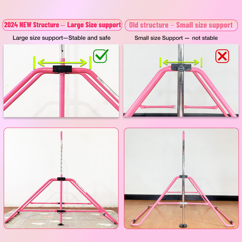 MARFULA Foldable Gymnastic Bar for Kids Ages 3-9, 9 Height Levels, 200 lbs Weight Capacity, 5 Ft Length Gymnastic Kip Bar with Mat, Gymnastic Equipment for Home and Gym Center Indoor Outdoor Use