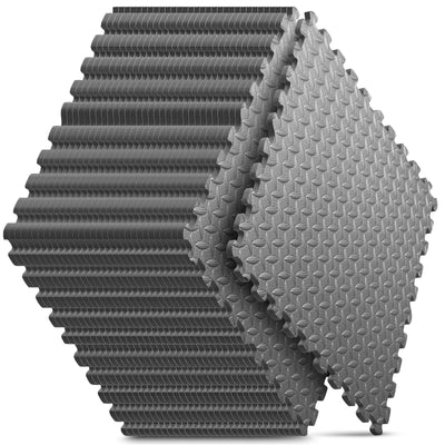 Home Gym Mat, Puzzle Exercise Mat, EVA Interlocking Foam Floor Tiles for Home Workout Equipment and Kids' Play Areas - Grey, 24 in x 24 in x ½ in - 12 Tiles (Grey, 12 Pack, 48 SQ FT)