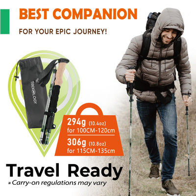 Trekology Trek-Z Collapsible Hiking & Trekking Poles - Balance Support for Seniors, Women, and Men, 2pc Per Set