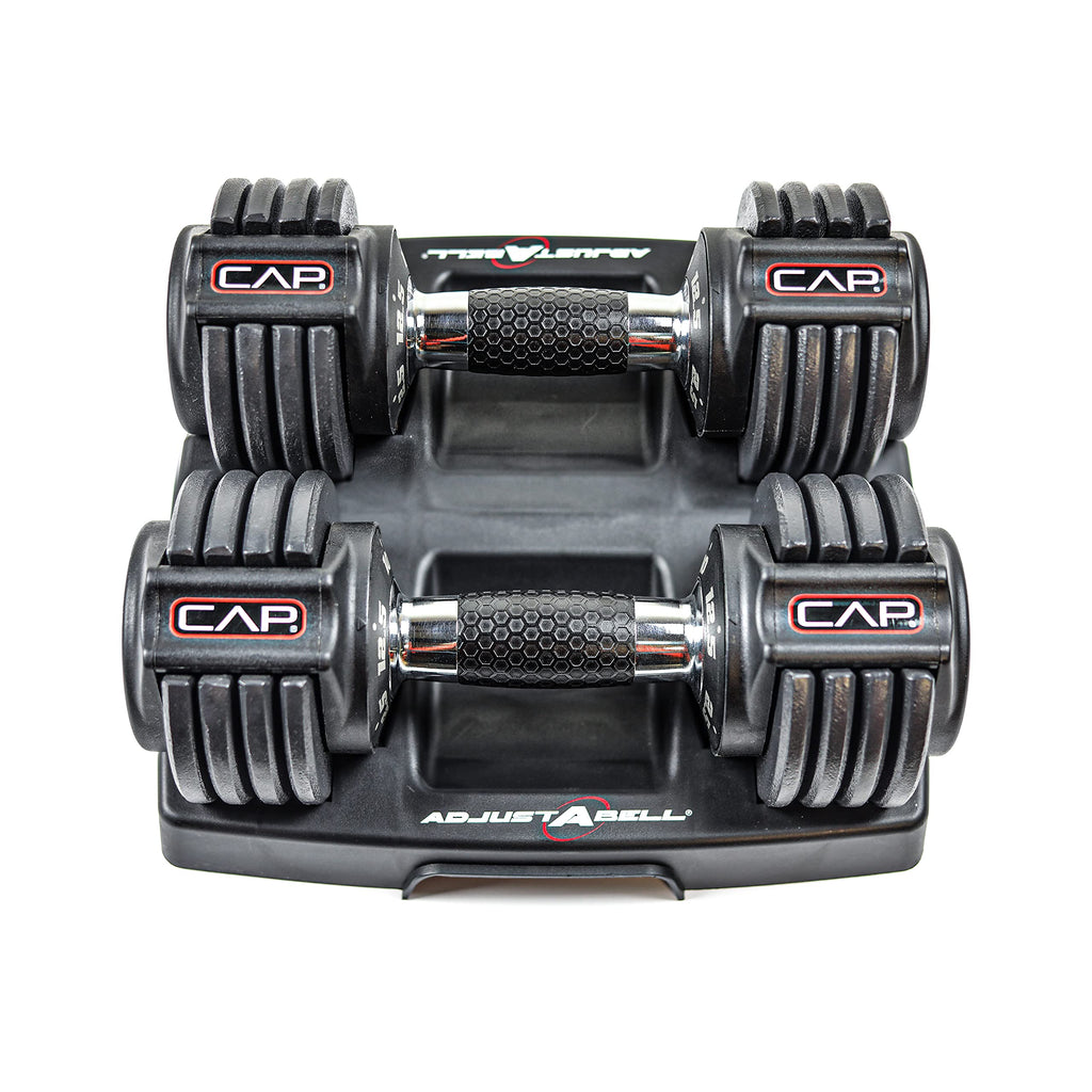 CAP Barbell ADJUSTABELL Adjustable Round Dumbbell Weights - Singles & Pairs | 12.5 lb, 25 lb & 55 lb | Multiple Handle Options