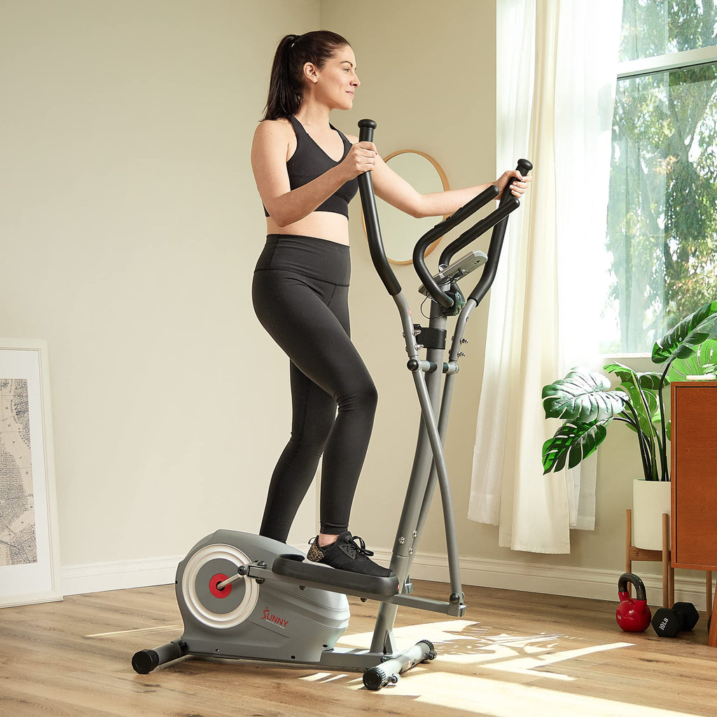 Sunny Health & Fitness Smart 2-in-1 Upright Elliptical Full-Body Exerciser, Home Cross-Training Arm/Leg Cardio Workout Machine, Optional Free SunnyFit App Bluetooth Link or Electro-Magnetic Resistance