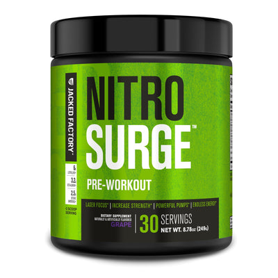Jacked Factory NITROSURGE Pre Workout Supplement - Endless Energy, Instant Strength Gains, Clear Focus, Intense Pumps - NO Booster & Preworkout Powder with Beta Alanine - 30 Servings, Cherry Limeade