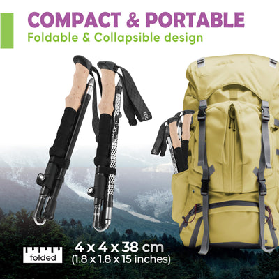 Trekology Trek-Z Collapsible Hiking & Trekking Poles - Balance Support for Seniors, Women, and Men, 2pc Per Set