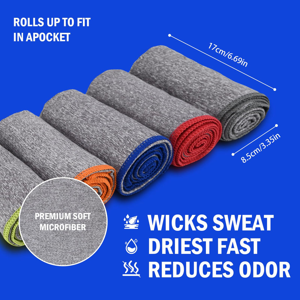 Microfiber Quick Dry Gym Towel, Silver ION Odor-Free Absorbent Fiber, Fast Drying, Men & Women Workout Gear for Body Sweat, Working Out, Towels (Grey, 5Pack - 16 * 27Inch)