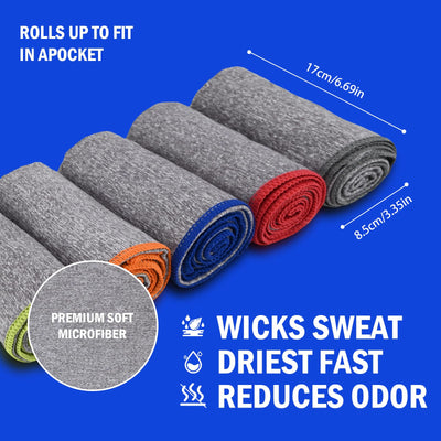 Microfiber Quick Dry Gym Towel, Silver ION Odor-Free Absorbent Fiber, Fast Drying, Men & Women Workout Gear for Body Sweat, Working Out, Towels (Grey, 5Pack - 16 * 27Inch)