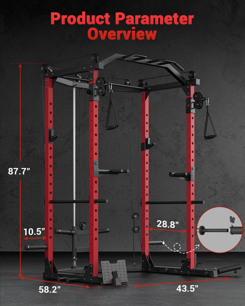 GarveeLife Power Cage, Multi-Functional Power Racks for Home Gym with Cable Crossover System, 1600 LBS Weight Capacity Fitness Squat Rack for Strength Workout with More Training Attachment