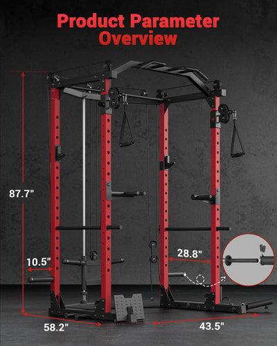 GarveeLife Power Cage, Multi-Functional Power Racks for Home Gym with Cable Crossover System, 1600 LBS Weight Capacity Fitness Squat Rack for Strength Workout with More Training Attachment